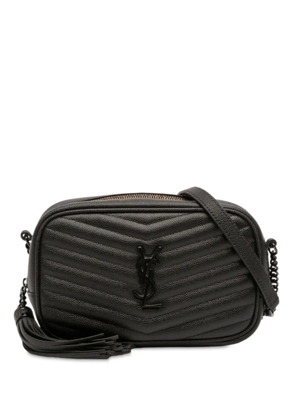 Saint Laurent Pre-Owned 2020 Mini Grain de Poudre Monogram Monochrome Lou Camera Bag crossbody bag - Nero