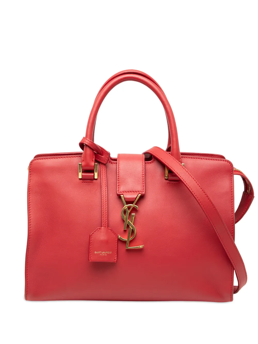 Saint Laurent Pre-Owned 2017 Baby Leather Monogram Downtown Cabas satchel - Rosso