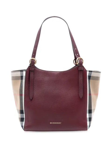Burberry Pre-Owned 2000-2017 Grained Calfskin and House Check Canvas Canterbury tote bag