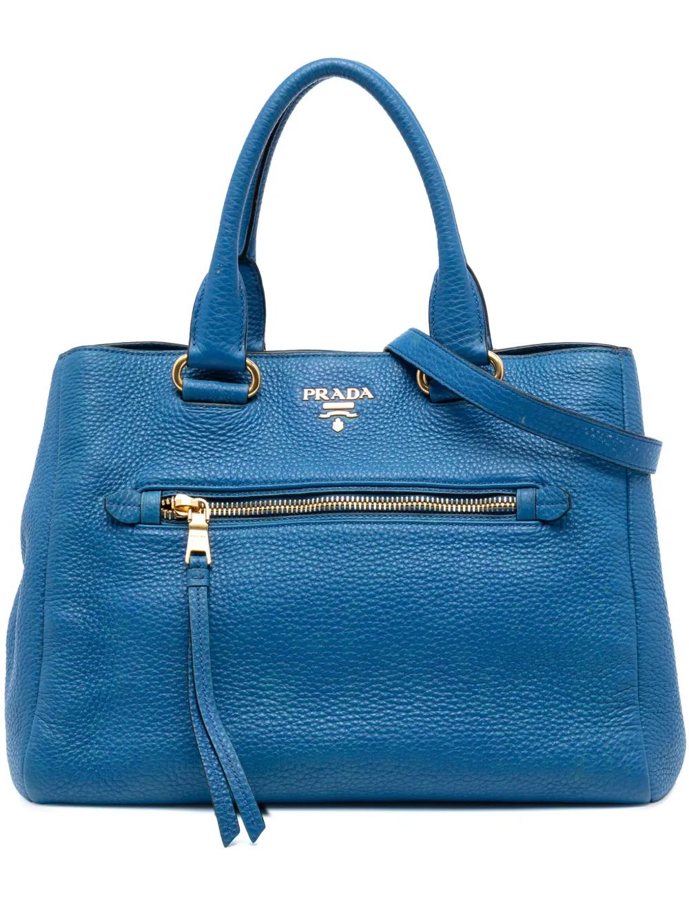 Prada Pre-Owned 2010-2025 Vitello Daino Open Convertible Tote satchel - Blu