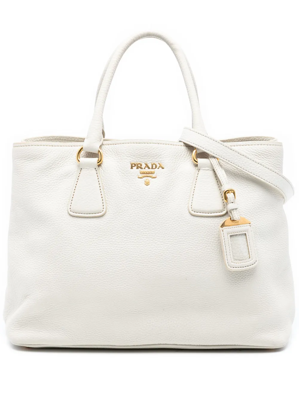 Prada Pre-Owned 2013-2025 Vitello Daino Open Convertible Tote satchel - Bianco