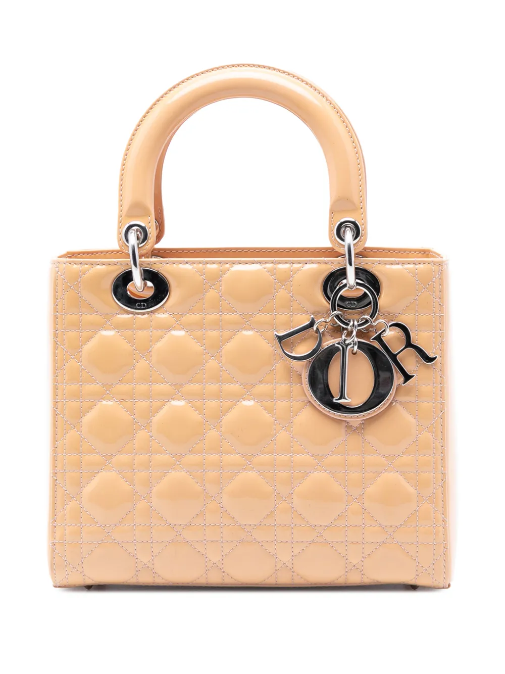 Christian Dior Pre-Owned 2013 Medium Patent Cannage Lady Dior satchel - Marrone