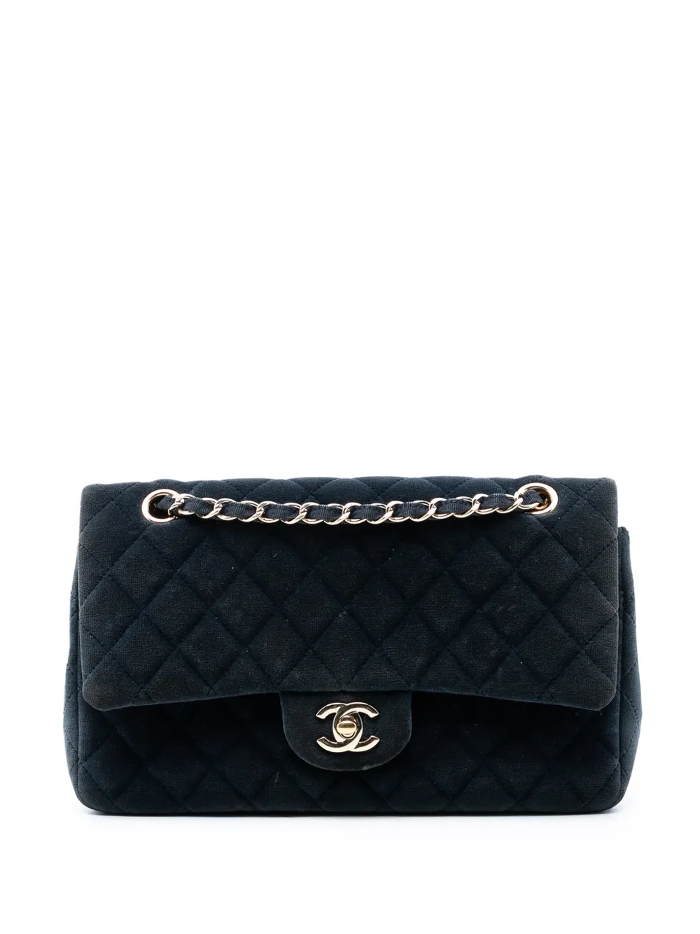 CHANEL Pre-Owned 2016-2017 Medium Classic Velvet Double Flap shoulder bag - Blu