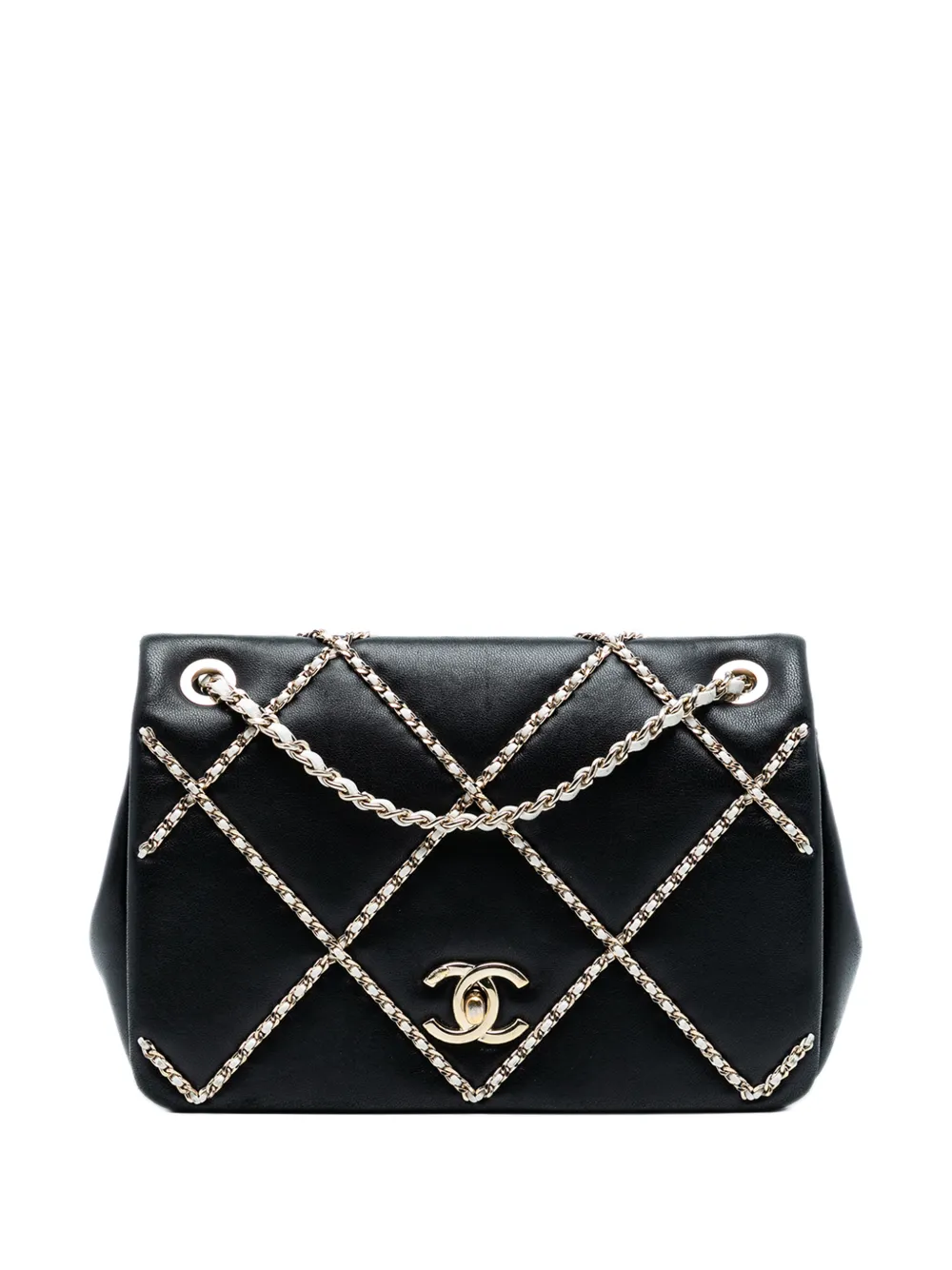 CHANEL Pre-Owned 2021 Small Lambskin Entwined Chain Flap crossbody bag - Nero