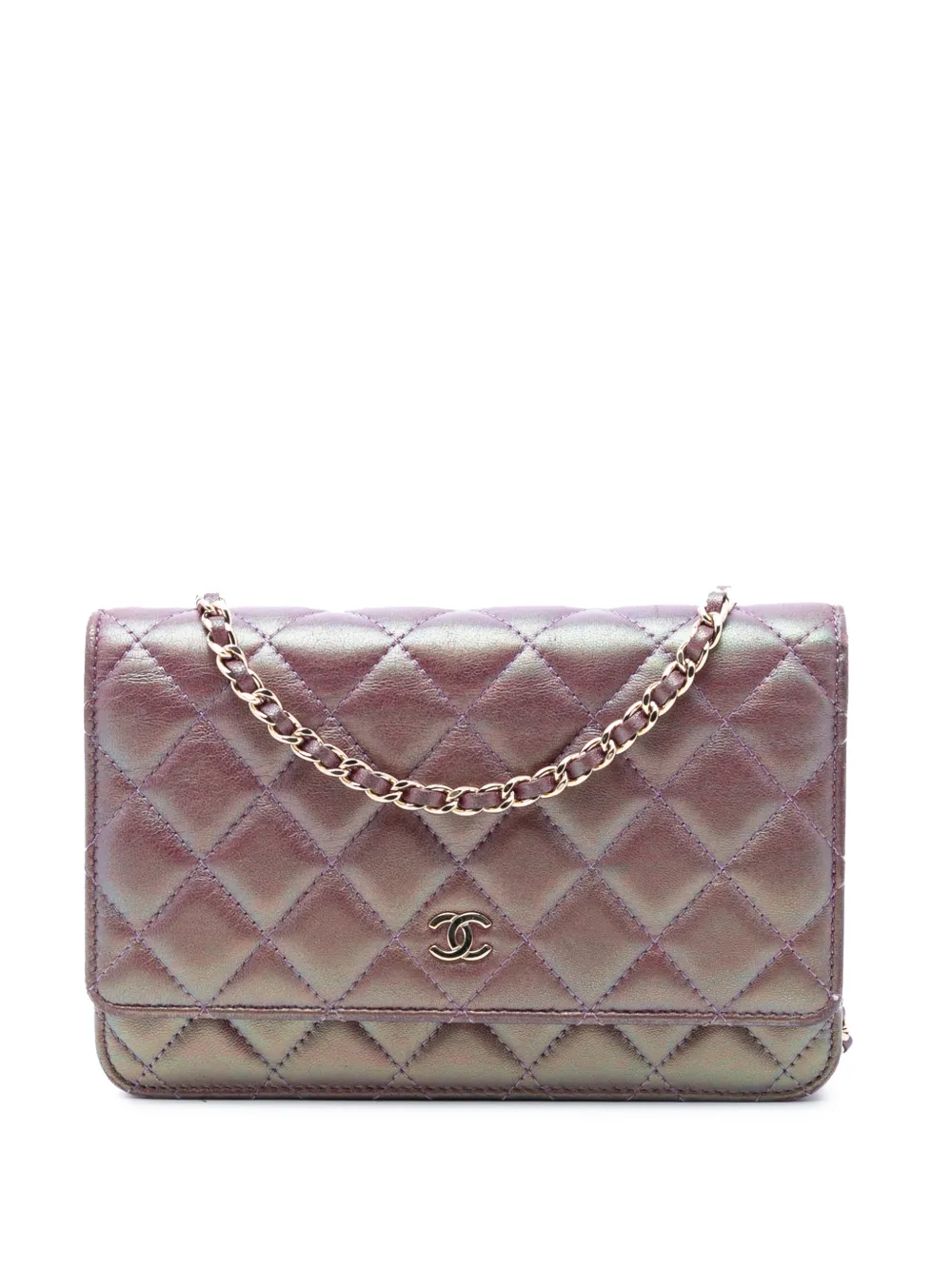 CHANEL Pre-Owned 2020 CC Quilted Iridescent Lambskin Wallet on Chain crossbody bag - Viola