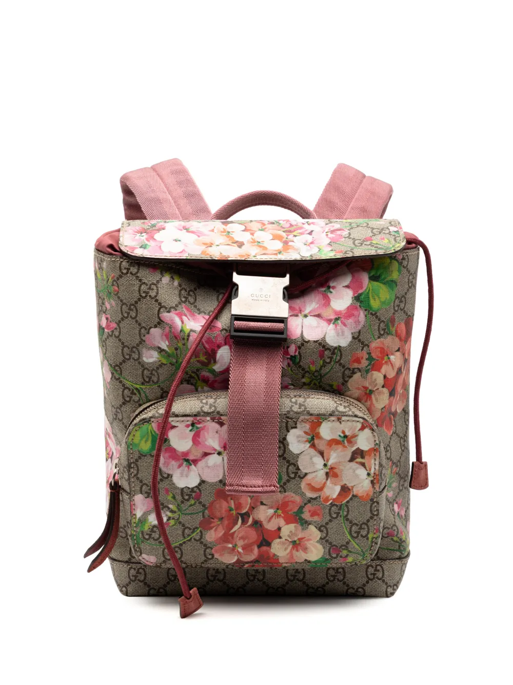 Gucci Pre-Owned 2016-2025 Small GG Supreme Blooms Single Buckle backpack - Marrone