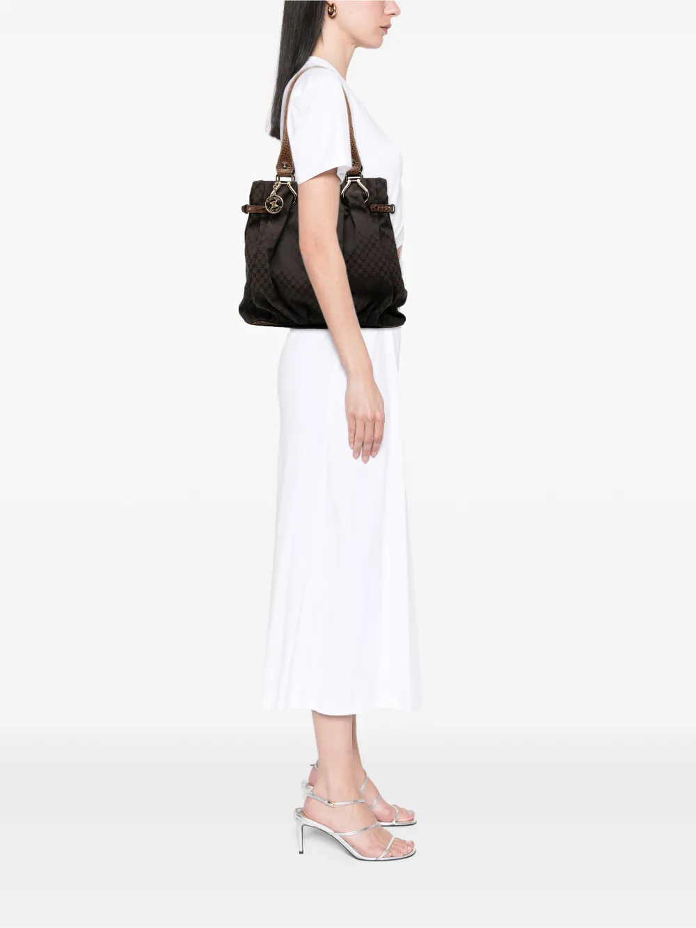 Celine Pre-Owned 2009 Embossed Leather Trimmed Macadam Canvas Vertical tote bag | 典藏臻品 | Image 2