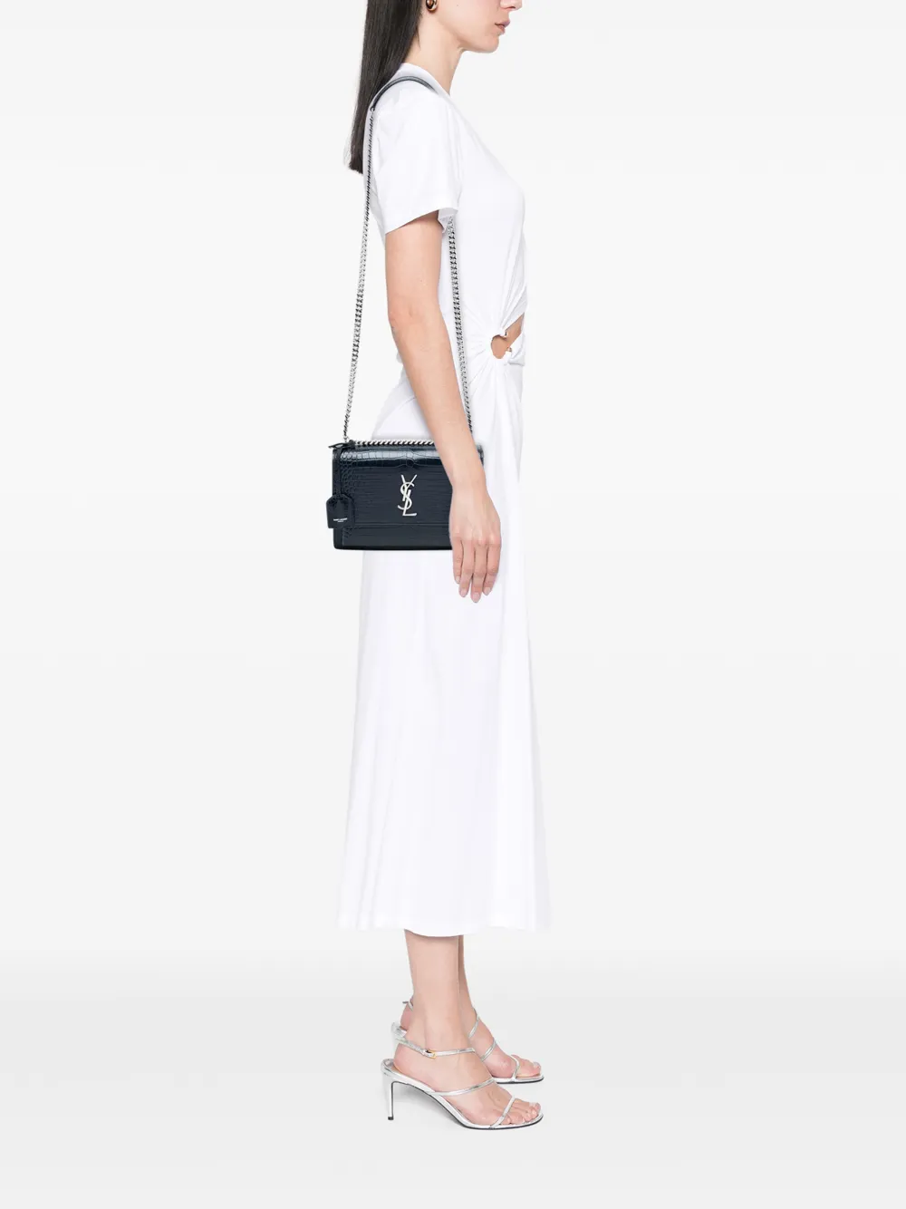 Saint Laurent Pre-Owned Sunset Bag krokodilpräglad axelremsväska med monogram från 2018 | Pre-Owned | Image 2