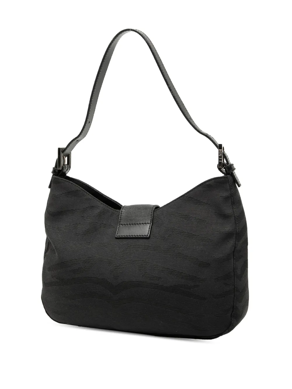  Fendi Pre-owned 2000-2010 Ff Zebra Print Canvas Shoulder Bag - Black 