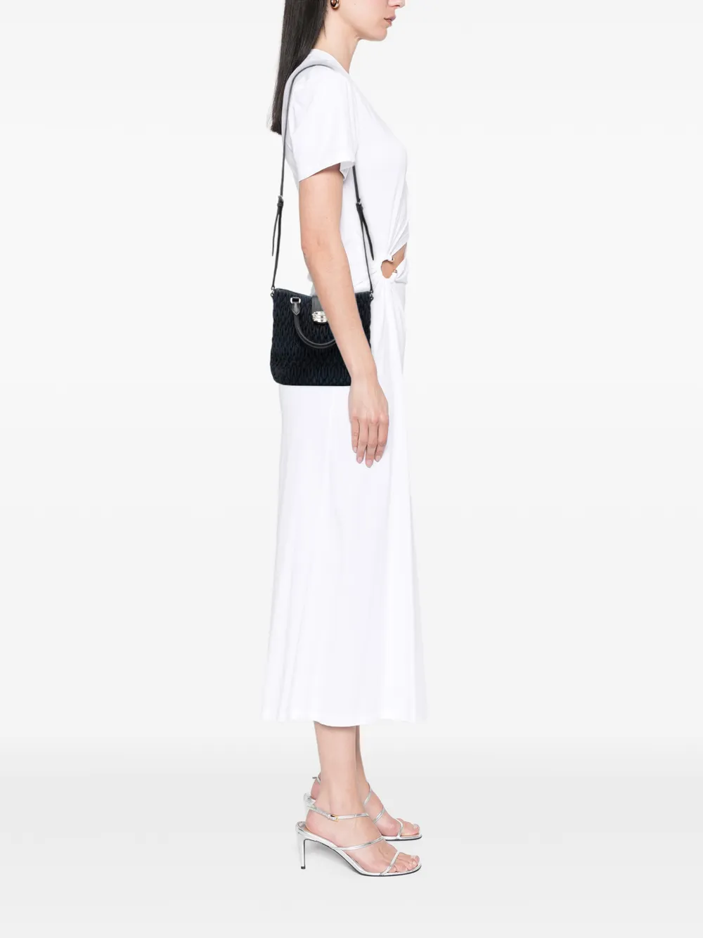 Miu Miu Pre-Owned 2010-2025 Matelasse Denim Crystal satchel | Pre-Owned | Image 2