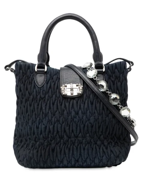 Miu Miu Pre-Owned 2010-2025 Matelasse Denim Crystal satchel