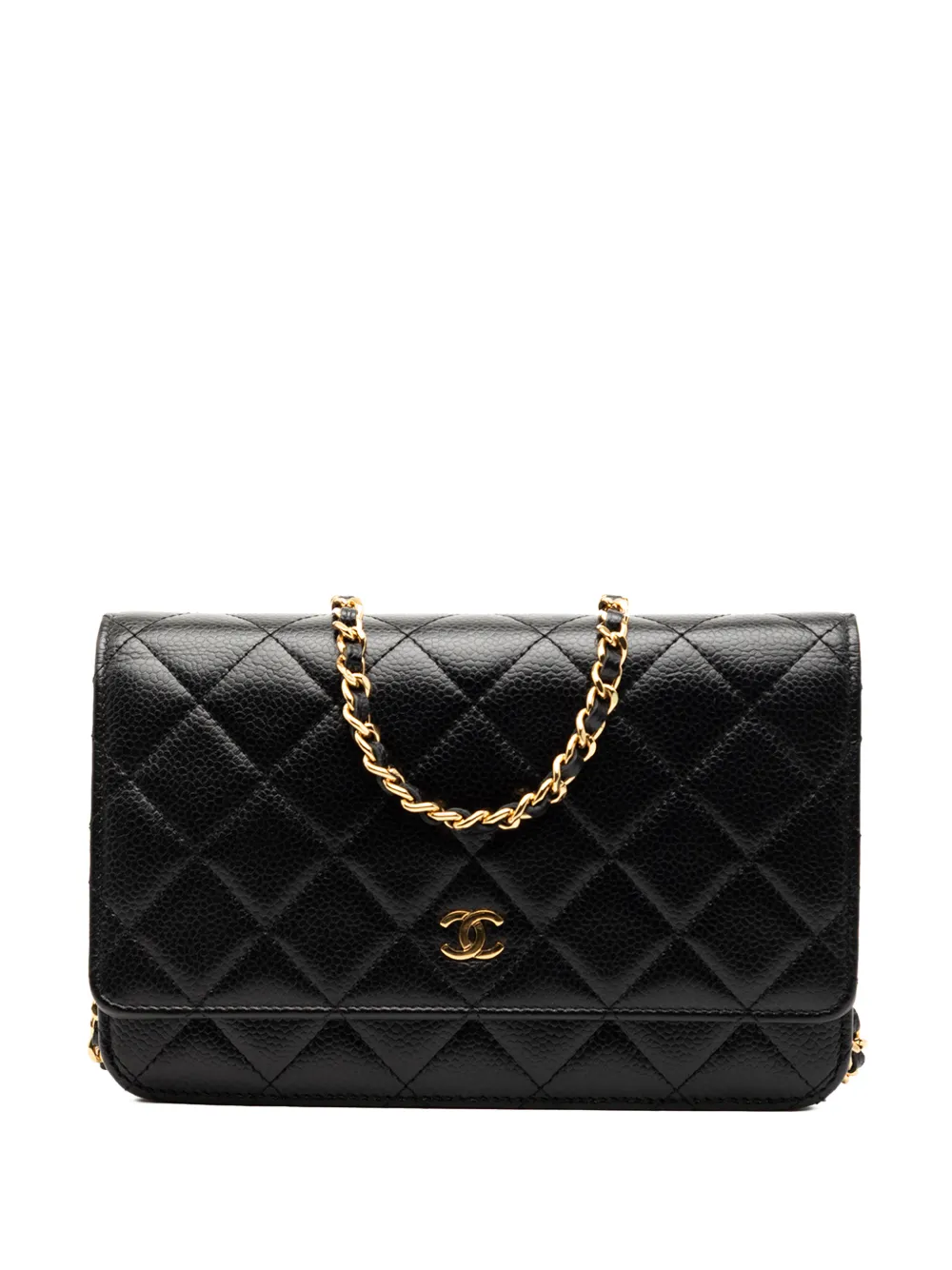CHANEL Pre-Owned 2016-2017 CC Quilted Caviar Wallet on Chain crossbody bag - Nero