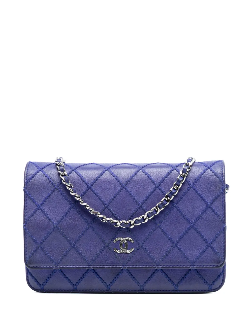 CHANEL Pre-Owned 2014 CC Quilted Calfskin Fancy Wallet On Chain crossbody bag - Blu