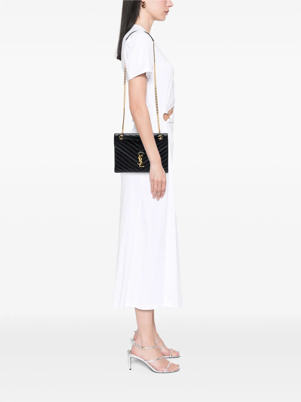 Saint Laurent Pre-Owned 2016 Medium Chevron Calfskin Monogram Envelope Bag shoulder bag | Pre-Owned | Image 2