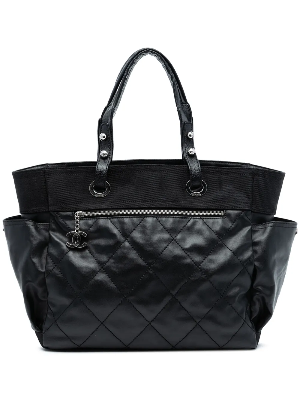 CHANEL Pre-Owned 2006-2008 Large Quilted Coated Canvas Paris Biarritz tote bag - Nero
