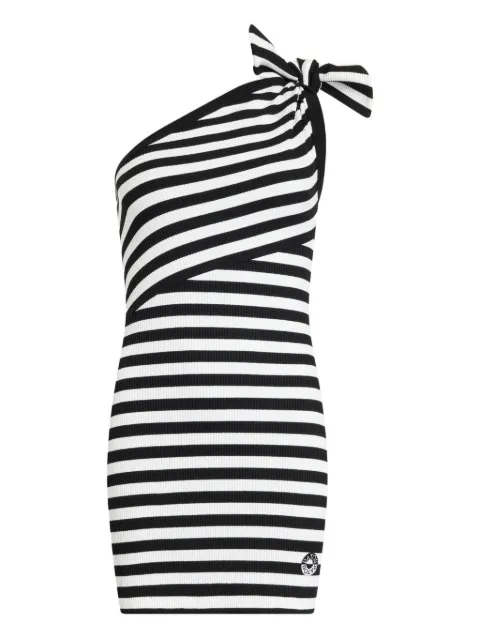 Patou vestido corto cruzado con hombro descubierto