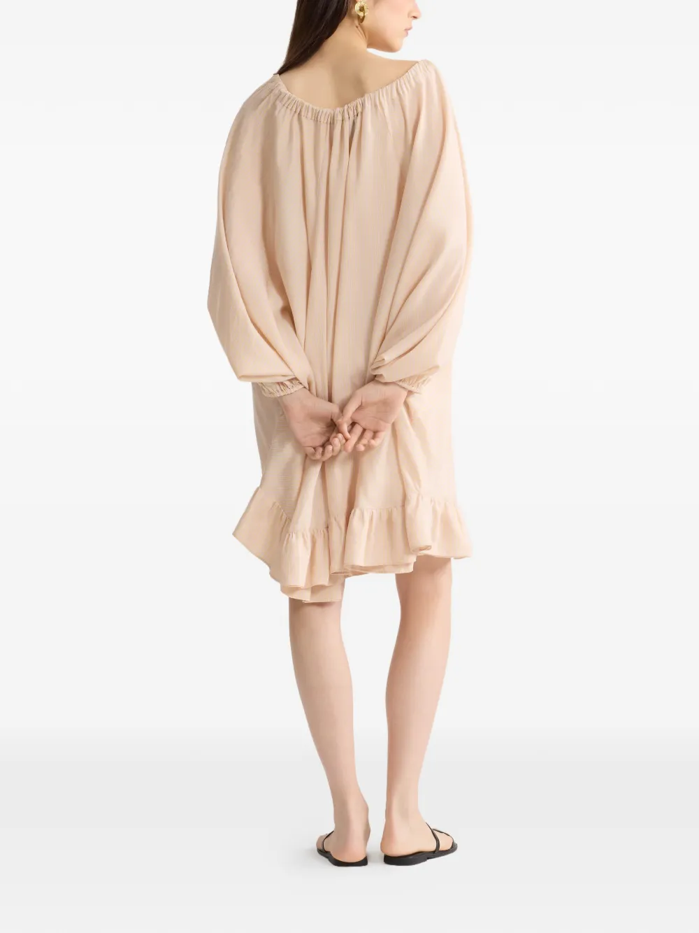  Patou Striped-pattern Tie-neck Mini Dress - Neutrals 