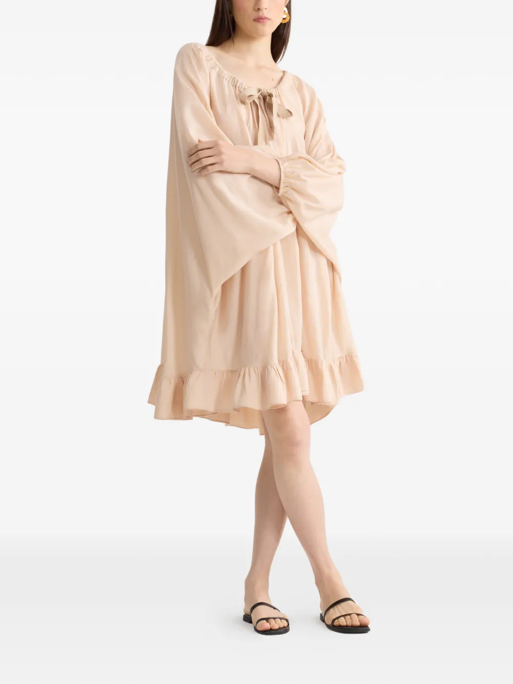  Patou Striped-pattern Tie-neck Mini Dress - Neutrals 