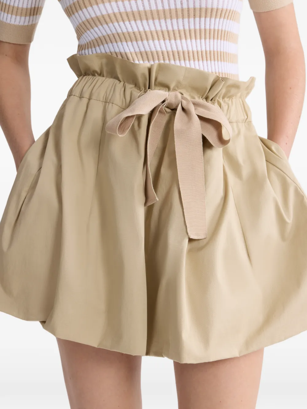 Patou Mini-rok met A-lijn en lint Beige