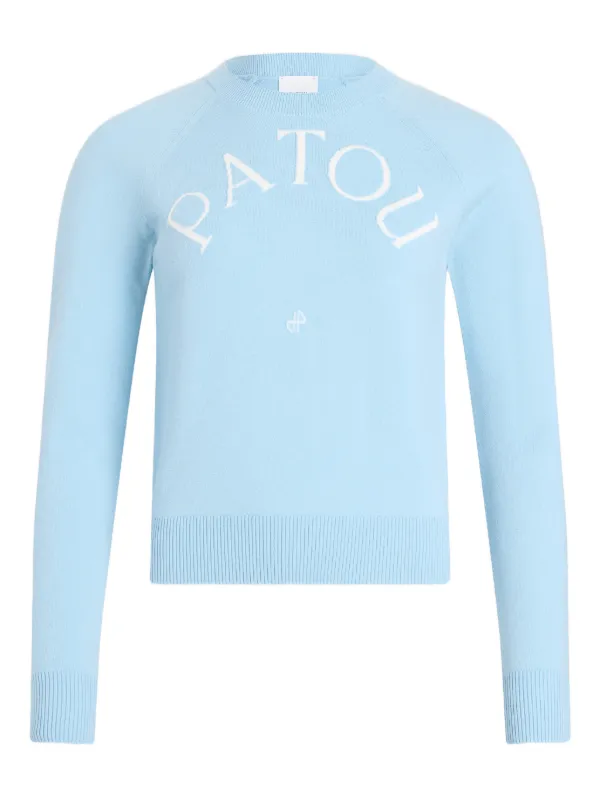Patou Logo-detail Long-sleeved Sweater in Blue