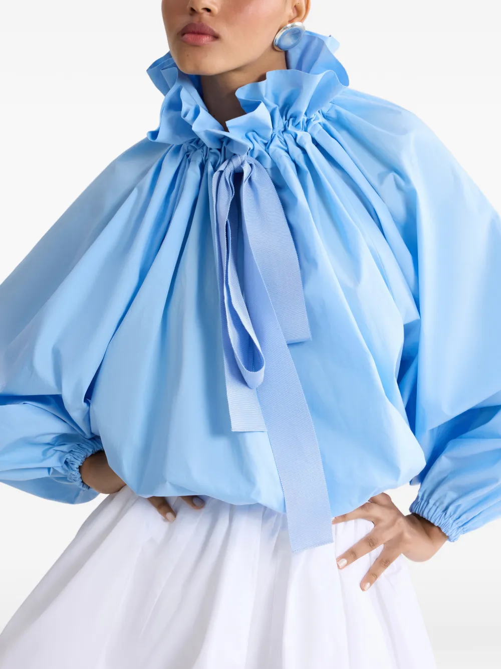 Patou Top met ruches en lint Blauw