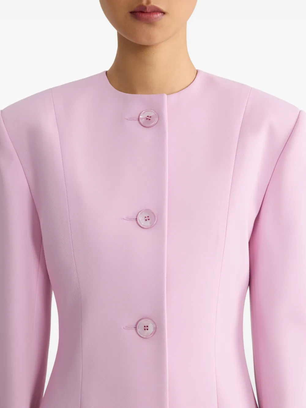Patou Kraagloos jack met knoopsluiting Roze