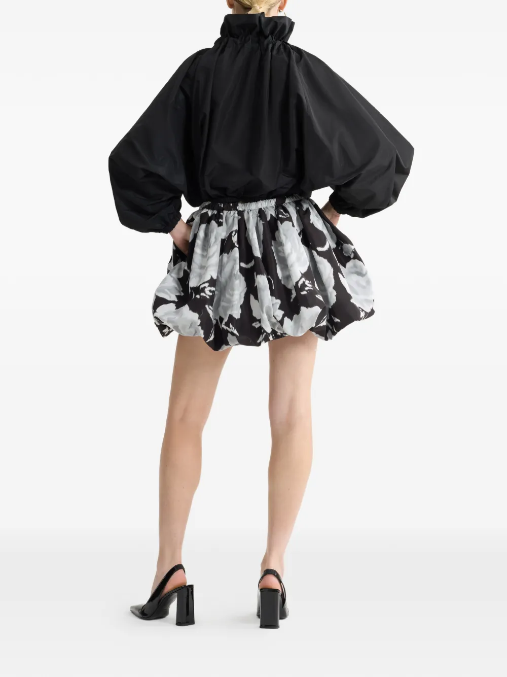 Patou Mini-rok met elastische taille en bloemenprint Zwart