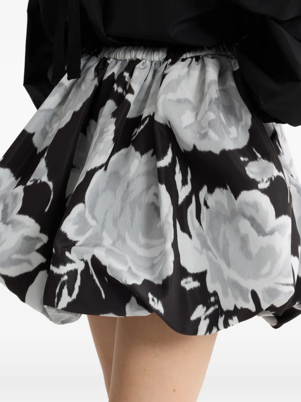 Patou Mini-rok met elastische taille en bloemenprint Zwart
