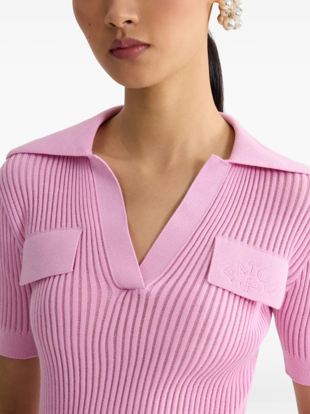 Patou Top met geborduurd logo Roze