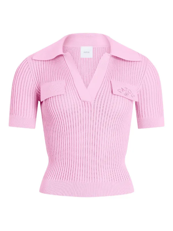 Patou Logo-embroidered Top in Pink