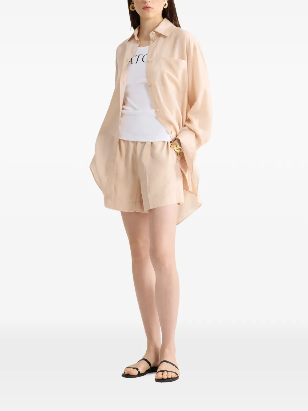 Patou Gestreepte shorts Beige