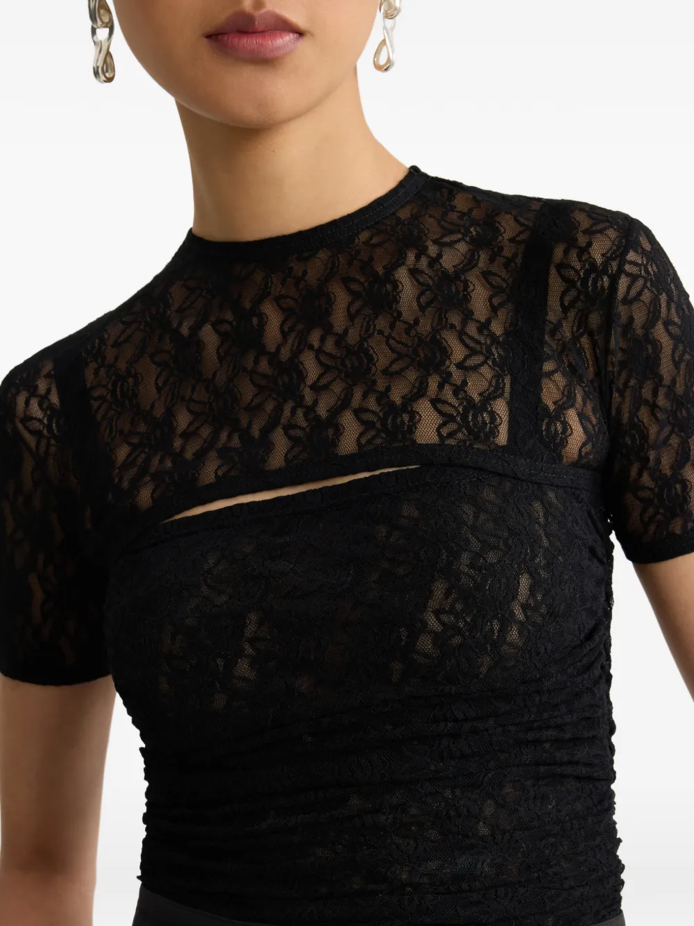 Patou T-shirt met kant Zwart