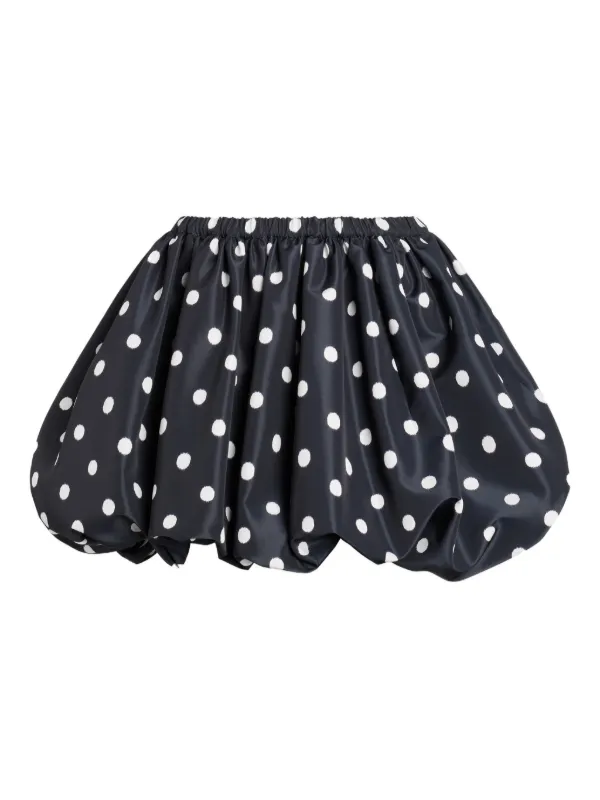 Patou Elasticated-waist Polka-dot Mini A-line Skirt in Black