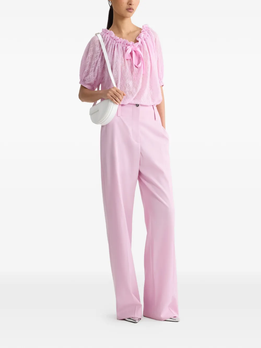 Patou Straight broek met lange tailleband - Roze
