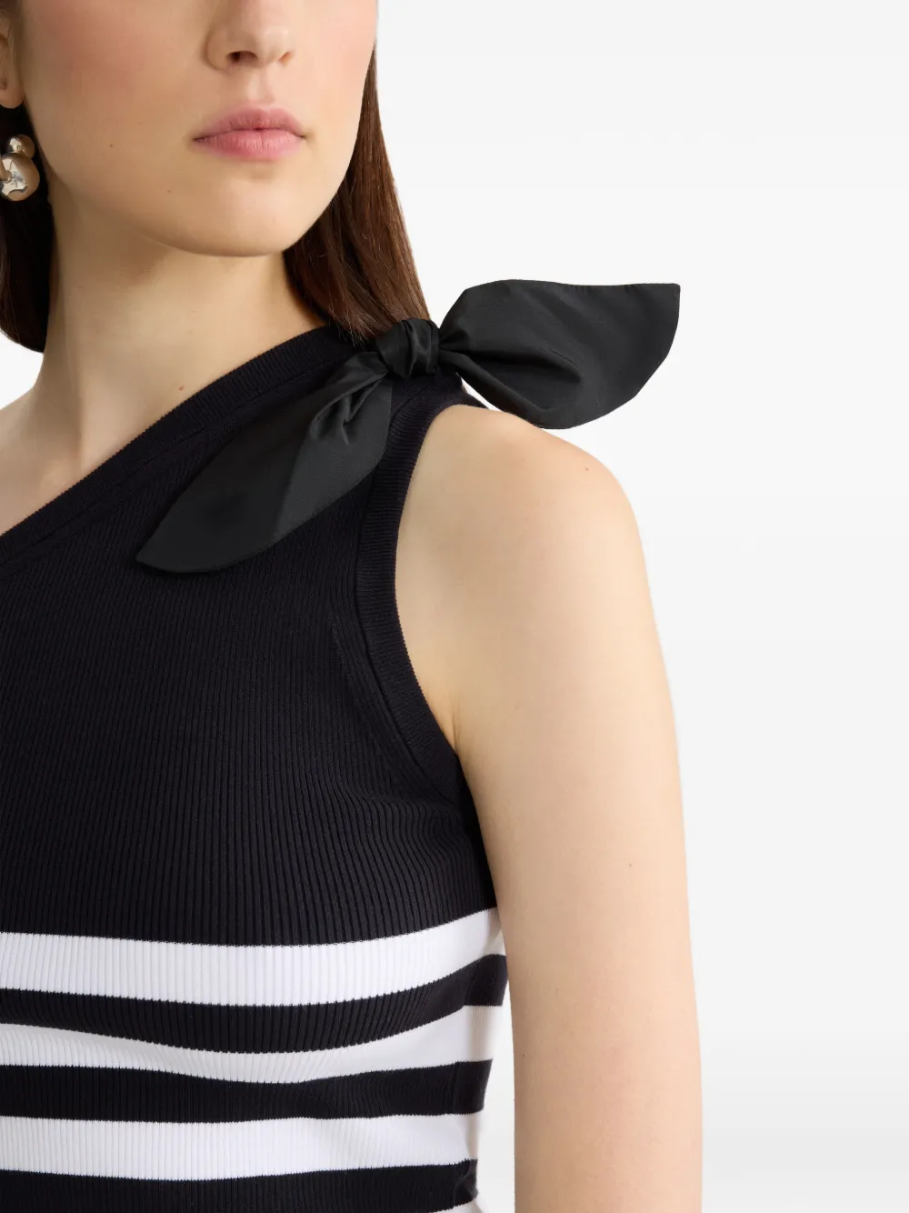 Patou Asymmetrische top met gestreept patroon en strikdetail Blauw
