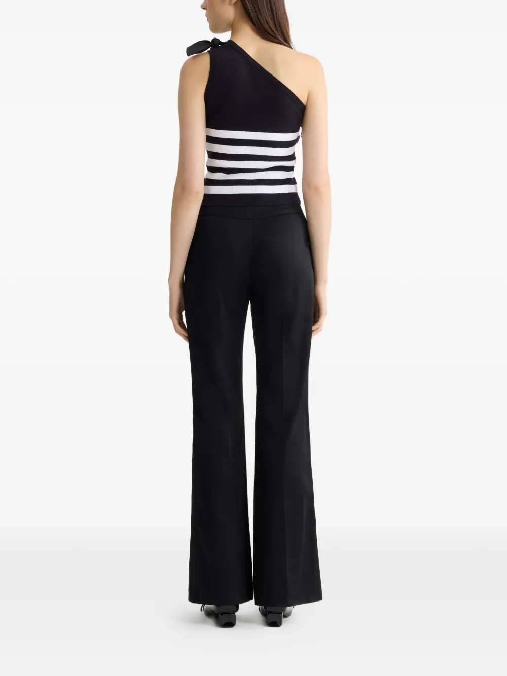 Patou Asymmetrische top met gestreept patroon en strikdetail Blauw