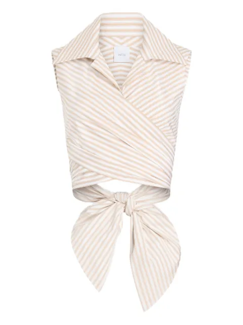 Patou striped draped sleeveless top