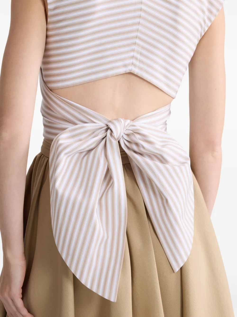 Patou Gestreepte gedrapeerde mouwloze top Beige