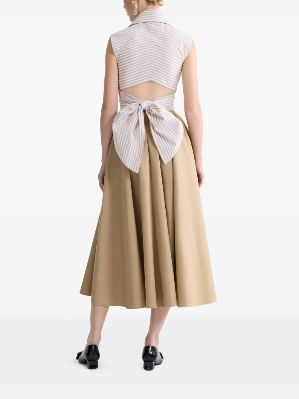  Patou Striped Draped Sleeveless Top - Neutrals 