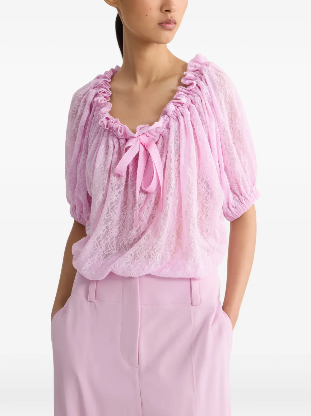 Patou Blouse met kant Roze