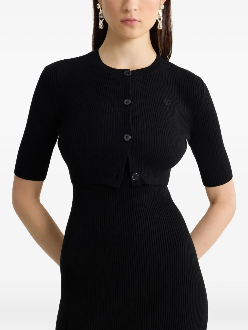 Patou Midi-jurk met ruches Zwart