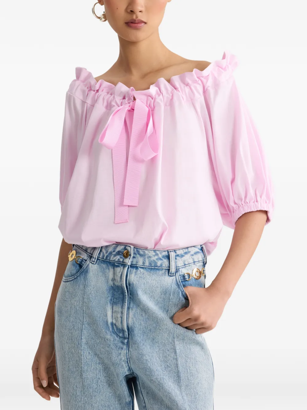 Patou Top met ruches en striksluiting Roze