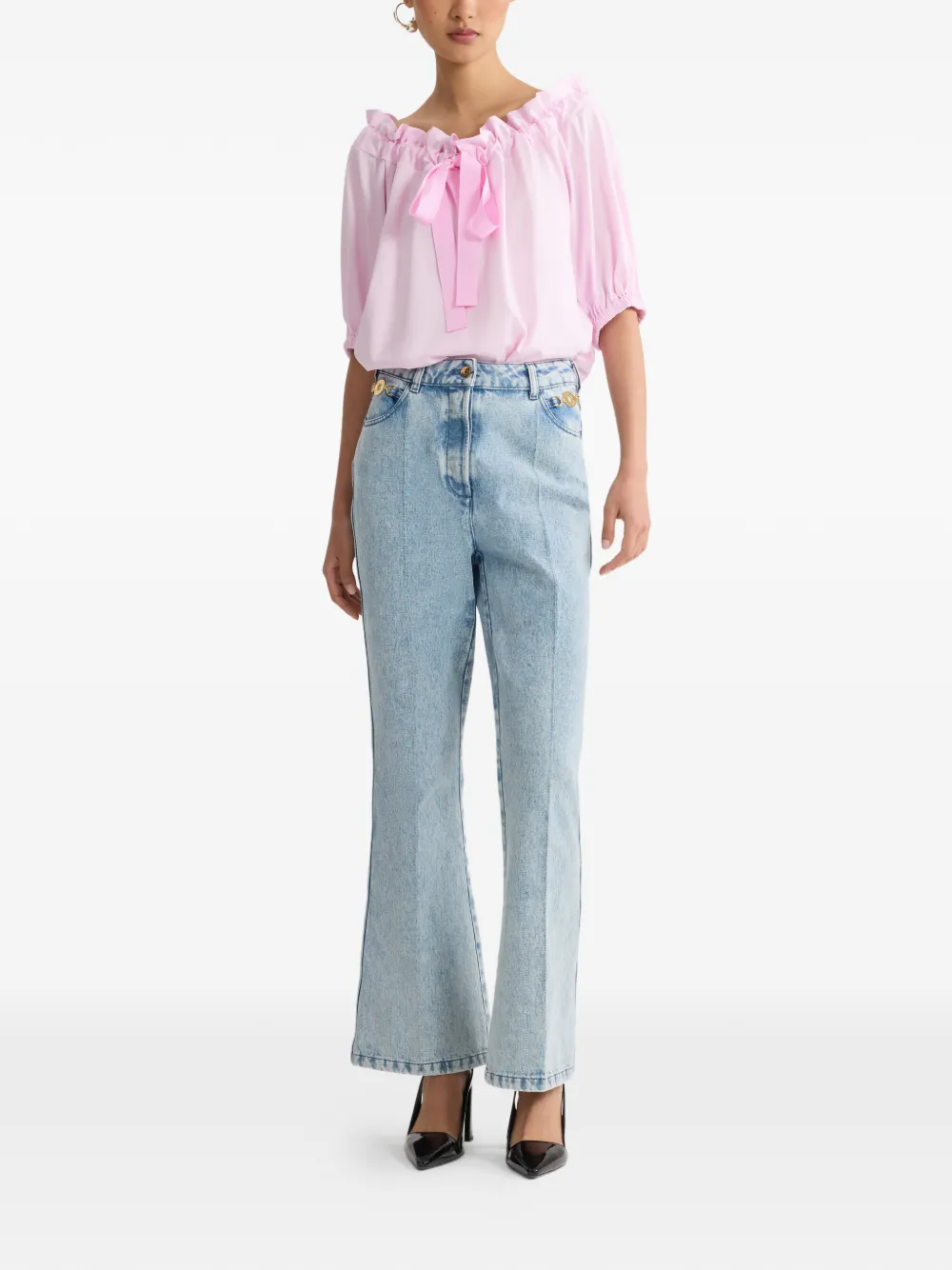 Patou Top met ruches en striksluiting - Roze