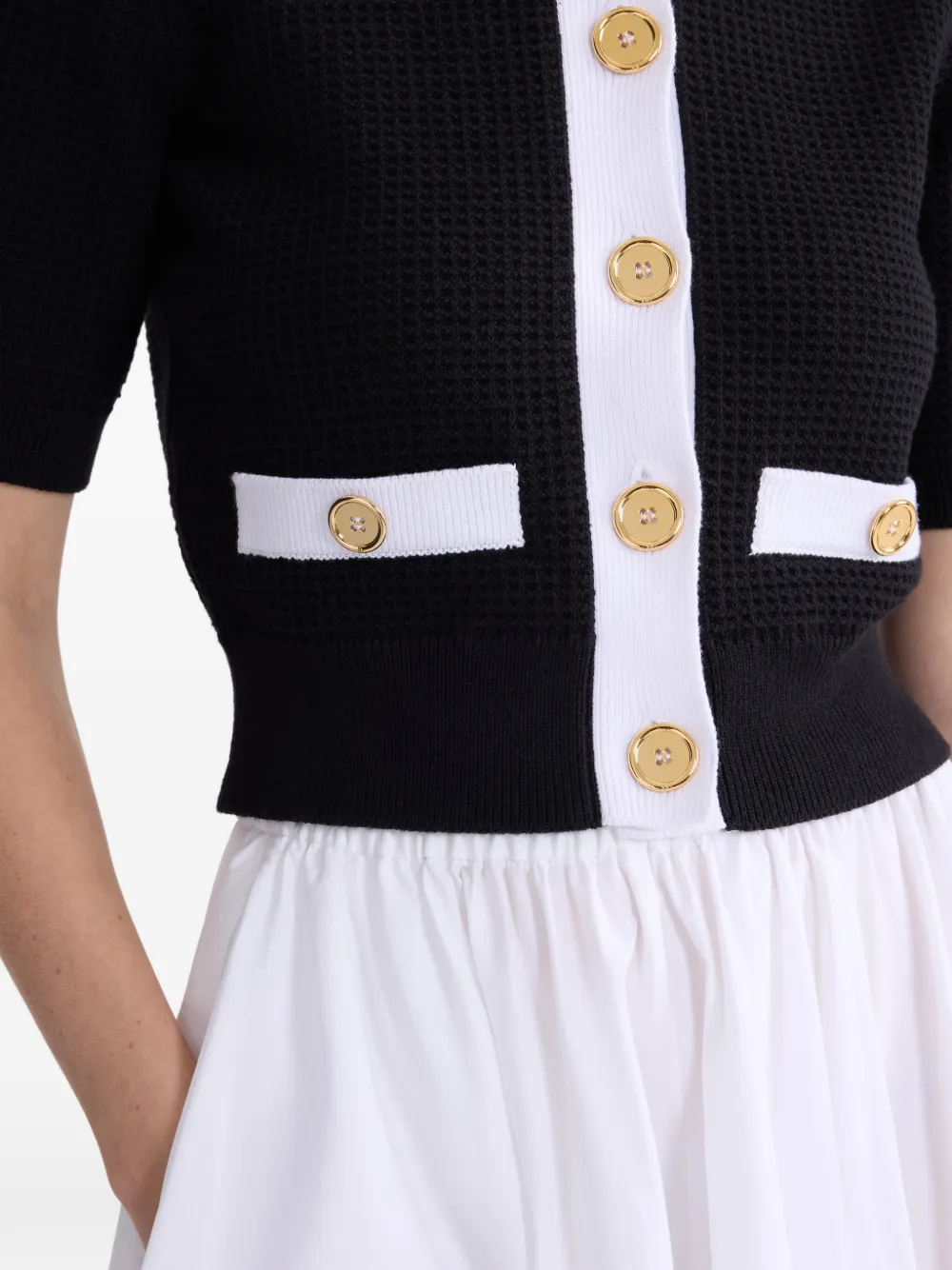 Patou Kraagloze top met textuur Zwart