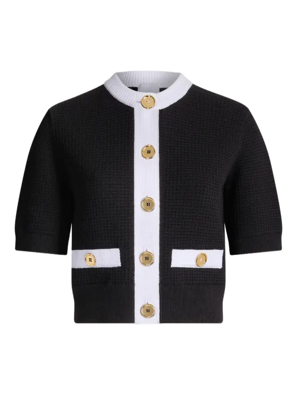Patou Collarless Textured Top in Black