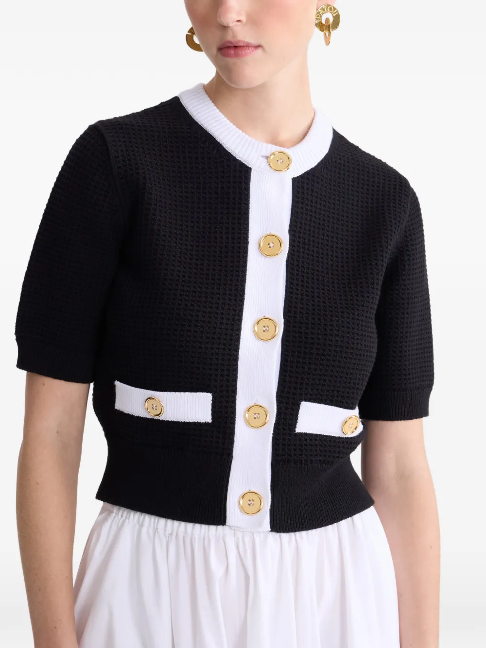 Patou Kraagloze top met textuur Zwart
