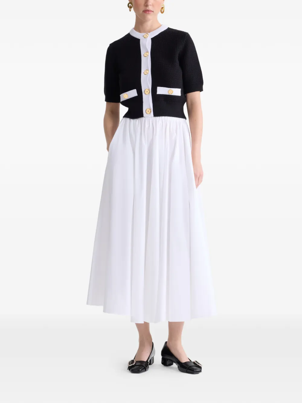 Patou Kraagloze top met textuur Zwart