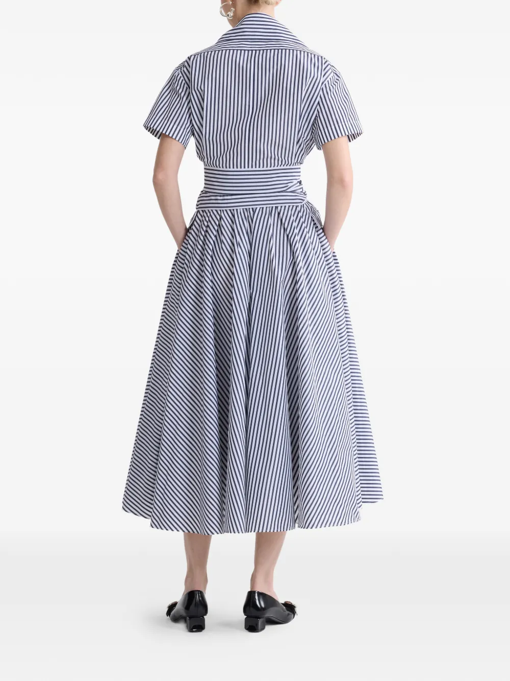  Patou Elasticated-waist Striped Midi A-line Skirt - Blue 