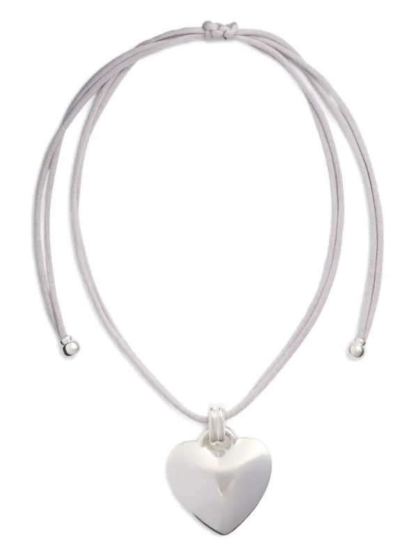 Patou Heart Drawstring Necklace in Silver