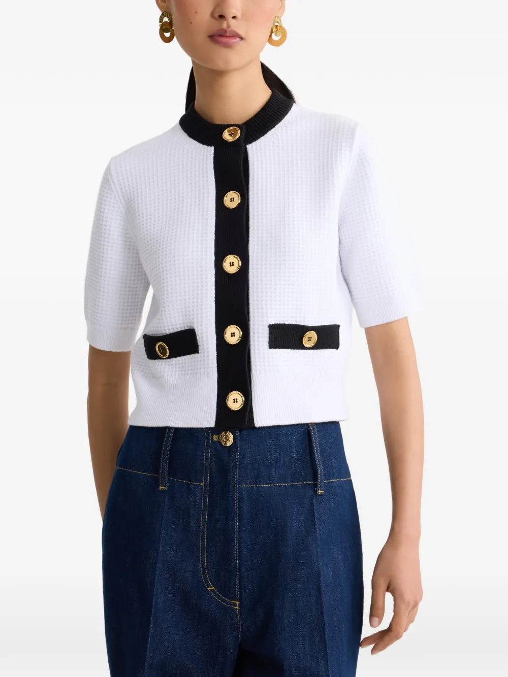 Patou Kraagloze top met textuur Wit